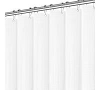 PANGSINNE Rideau de Douche Extra Long en Tissu imperméable gaufré Blanc Neutre pour Salle de Bain 256 g/m² Ivoire Moderne épais avec 12 Crochets, 183 x 243 cm (l x H)