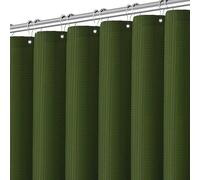 PANGSINNE Rideau de Douche Vert pour Salle de Bain texturé gaufré Robuste de 198 cm - Tissu Neutre Hydrofuge 256 g/m² avec 12 Crochets métalliques - 183 x 198 cm (l x H)