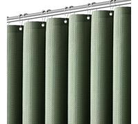 PANGSINNE Rideau de douche vert sauge pour salle de bain texturé gaufré robuste de 203,2 cm - Tissu neutre hydrofuge 256 g/m² avec 12 crochets métalliques - 183 x 203 cm (l x H)