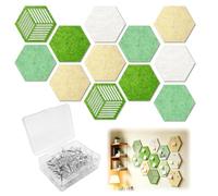 pangutheos 12 Pièces Tableau en Liège Hexagonal, Auto Adhésif (Vert) | Panneau Liege Mural, 30 x 26 cm, avec 50 Punaise, pour Décoration Murale, Bureau, Photos, Publicité