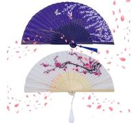 pangutheos 2 Pièces Eventail Pliable, Éventails à Main Portables, Mini Eventails en Bambou, Eventail Chinois pour Les Fêtes D'Été Les Mariages Les Bals De Fin D'année Les Décorations Murales