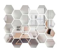 pangutheos 24 Pièces Hexagonal Miroir Mural Autocollant, 126 * 109 * 63mm Miroir Adhesif Mural, Miroir Acrylique pour DIY Maison Chambre Salon Décor TV Fond Décoration Décor