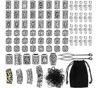 Pangutiandi Lot de 80 perles décoratives pour dreadlocks, barbe, cheveux, bracelets à breloques en lettres de l'alphabet, 80 perles d'espacement en métal avec motif classique, 1