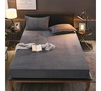 Pangzi Solide en Peluche Flanelle Parure de lit Drap-Housse, velouté épais Full Gris foncé