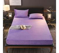 Pangzi Solide en Peluche Flanelle Parure de lit Drap-Housse, velouté épais Twin Violet