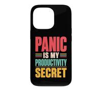 Panic is My Productivity Secret Citation drôle Deadline Rétro Coque pour iPhone 13 Pro