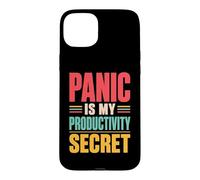 Panic is My Productivity Secret Citation drôle Deadline Rétro Coque pour iPhone 15 Plus