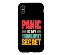 Panic is My Productivity Secret Citation drôle Deadline Rétro Coque pour iPhone X/XS