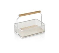 Panier à anse métal et bois- blanc - 23.5 x 15.6 x 7.5 cm - WAS Germany G