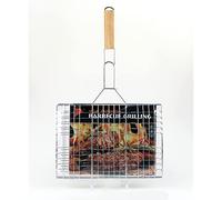 Panier à barbecue avec poignée en bois 22 x 32 cm