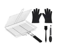 Panier à Barbecue Grille Pliante Portable En Acier Inoxydable Avec Poignée | Panier De BBQ Grill Acier Inoxydable pour Extérieur Jardin Terrasse Parc Camping