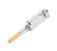 Panier à barbecue rotatif, cage cylindrique de barbecue rotation en acier inoxydable - Accessoires de barbecue portables Cage de barbecue pour légumes, légumes