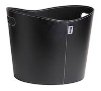 Panier à bois - ADURO - Proline - Ø 39 x 31 cm - Simili cuir noir avec coutures apparentes - Poignées