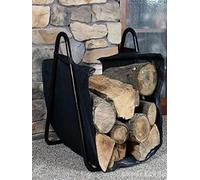 Panier à bois de chauffage en métal avec fourre-tout, support à bûches, avec poignées for une utilisation intérieure et extérieure près de la cheminée