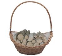 vidaXL Panier à bois de chauffage Saule avec poignée 57 x 46,5 x 52 cm Marron