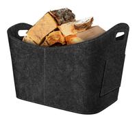 Panier à Bois de Cheminée, Panier à Bûches en Feutre,Panier à Bûches en Feutre Pliable,Sac Bois cheminée, 53x30x40cm, gris foncé