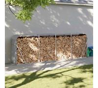 Panier à bois gris clair - 300 x 45 x 100 cm - En acier galvanisé - Étagère à bois de chauffage - Étagère à bois de chauffage - Rangement pour extérieur, jardin, terrasse - En métal robuste et compact