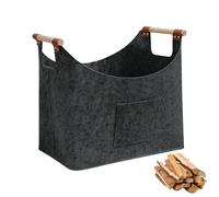 Panier à bois pour bois de cheminée, 65 l, grand sac en feutre épais avec poignées antidérapantes + poche avant extra large, panier à bois de chauffage, panier à bois de chauffage, 55 × 32 × 40 cm