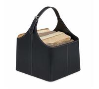Panier à bois, range-buches similicuir, porte-revues,accessoire cheminée, noir