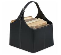 Panier à bois, range-buches similicuir, porte-revues,accessoire cheminée, noir Odipie