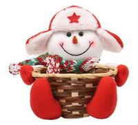 Panier à bonbons de Noël mignon dessin animé vif panier de Noël décoratif pour décorations de biscuits en sucre pour table de fête, bonhomme de neige