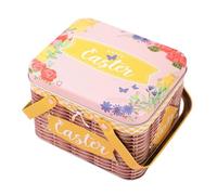 Panier à bonbons en étain - Panier de Pâques, support de friandises en métal avec couvercle, poignée de transport, boîte de rangement décorative, conteneur de collations | Chocolats, Bonbons, Fête, Va