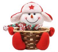 Panier à Bonbons Noël 17cm en pour bois Père Noël Design pour Décor | Fabriqué en pour bois pour coton PP et tissu pour table de pour fête espace de rangement 17x16x12cm utilise