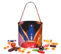 Panier à bonbons rond avec boules de bowling portable | Sacs à bonbons réutilisables en polyester pour bonbons ou friandises pour décoration de fête d'Halloween