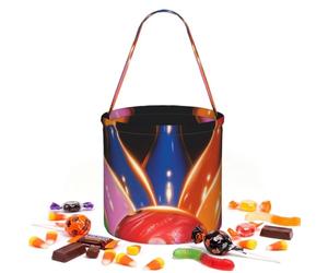 Panier à bonbons rond avec boules de bowling portable | Sacs à bonbons réutilisables en polyester pour bonbons ou friandises pour décoration de fête d'Halloween