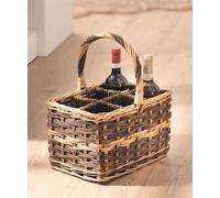 Panier à bouteilles "Nature" en osier, clair & foncé, pour 6 bouteilles, porte-bouteilles, porte-bouteilles, panier à boissons