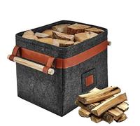 Panier à Bûches, 5MM Feutre Très Épais Et Poignée Renforcée, Panier Rangement, Cadre Métallique Intégré Pour Plus De Stabilité Panier Pliable En Feutre Pour Stockage Du Bois De Chauffage et Magazines