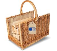 Creative Home Panier de Rangement Panier en Osier avec Poignée et Jute | Rectangulaire 45 x 30 x 47 cm | Brun Naturel | Tissé à la Main | Panier Bois Panier Cadeau de Cheminée | Polyvalent et Durable
