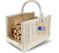 Creative Home Panier de Rangement Panier en Osier avec Poignée et Jute | Rectangulaire 45 x 30 x 47 cm | Blanc | Tissé à la Main | Panier Bois Panier Cadeau de Cheminée | Polyvalent et Durable