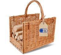 Panier à bûches - CREATIVE HOME - Cheminée - Osier 100% naturel - Poignées robustes - 45x30x47 cm
