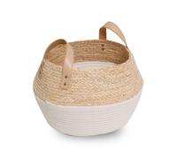 Panier à bûches et granulés Natura - Blanc et beige