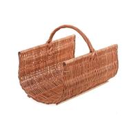 Panier à bûches ovale en osier naturel 60x48x35 cm - panier à bois fait main marron