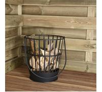 Panier à bûches ProGarden - Métal Noir - Poignée - 38cm - Livré monté