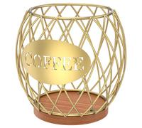 Panier à café - 15 x 15 x 15,5 cm - Support en métal - Petit porte-capsules de café - Rangement pour la maison, la cuisine, le café, le pub, les sachets de thé (doré)