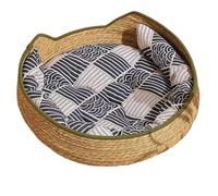 Panier à Chat Avec Coussin et Oreiller Tressé Confortable pour Chaton | Mignon Panier Pour Chat Pour Intérieur Extérieur Hiver Voiture Camping Bureau Chevet Fenêtre Chaise Canapé Pièce