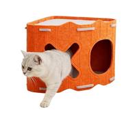 Panier À Chat En Feutre Niche Semi-Fermée pour Animaux de Compagnie | Caverne Nid Anti-Griffes Pour Chat Pour Hiver, Extérieur, Camping, Maison, Chambre, Salon,