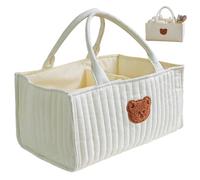 Panier à couches matelassé portable avec séparateurs amovibles et poignées pour la chambre de bébé, panier de rangement pour couches, lingettes, jouets et articles puériculture, à couc
