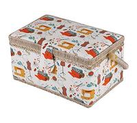 Panier à couture avec poignée - Grande capacité - Beau panier de rangement en tissu imprimé pour petits articles divers