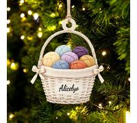 Panier à couture personnalisé - Décoration de Noël - Ciseaux à fils - Outils de couture 2D plats en acrylique - Décoration à suspendre - Cadeau souvenir pour grand-mère, femme, amateur de couture