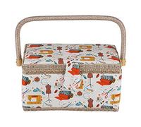 Panier à Couture Style de Campagne Boîte à Couture Panier à Couture avec Poignée Panier Organiseur pour Accessoires de Couture Aiguilles à Coudre Fils Epingles Ruban à Mesurer 27,8 x 18 x 14,5 cm