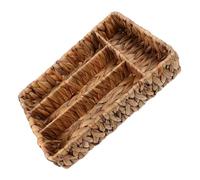 Panier à couverts en tressée - Panier de rangement en osier - Mallette de rangement pratique - Organiseur de tiroir à couverts - Rectangulaire - Plateau séparateur en jacinthe