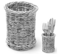 Panier à couverts pour fourchettes, couteaux, cuillères, rond, gris chiné, diamè