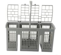 Panier à couverts pour lave-vaisselle Bosch Siemens pour modèles Neff, support en plastique gris avec poignée amovible, 22,8 x 9 x 11,7 cm, 6 compartiments