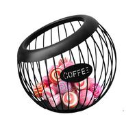 Panier à dosettes de café, organiseur de rangement en fer de grande capacité, design de comptoir, finition noire, peut contenir jusqu'à 50 capsules, 20 x 18,5 cm, parfait pour une utilisation en