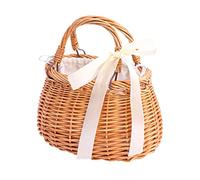 Panier à fleurs en bambou tressé - Sac à main rectangulaire en osier avec nœud - Accessoire de collocation pour femme, Ellipse.