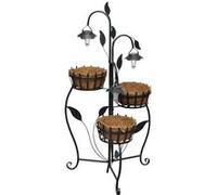 Panier à fleurs suspendu en fibre de coco avec LED solaire 40543 Or G